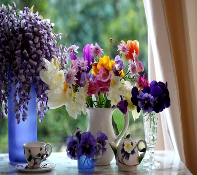 Vibrant Floral Arrangement by the Window