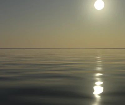 Atardecer sereno sobre una superficie oceánica tranquila