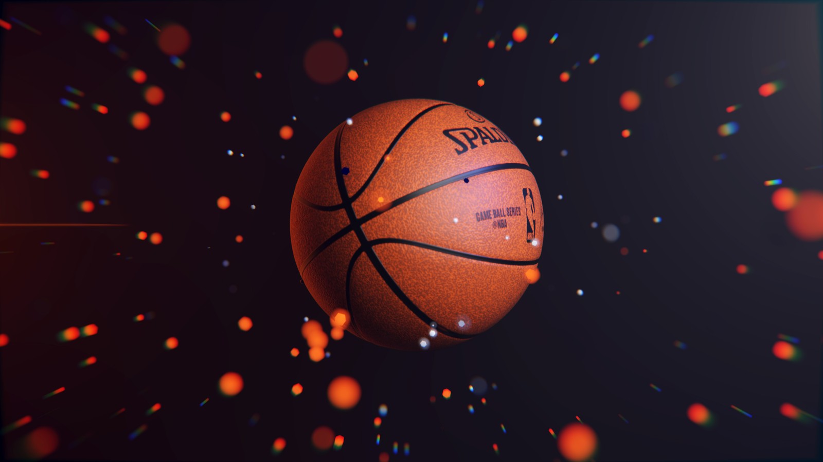 Un gros plan d'un ballon de basket avec beaucoup de confettis (basket ball, do it now, fond 3d, sports, fond décran 4k)