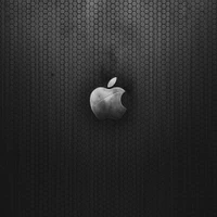 Monochrome Apple Logo on Hexagonal Background