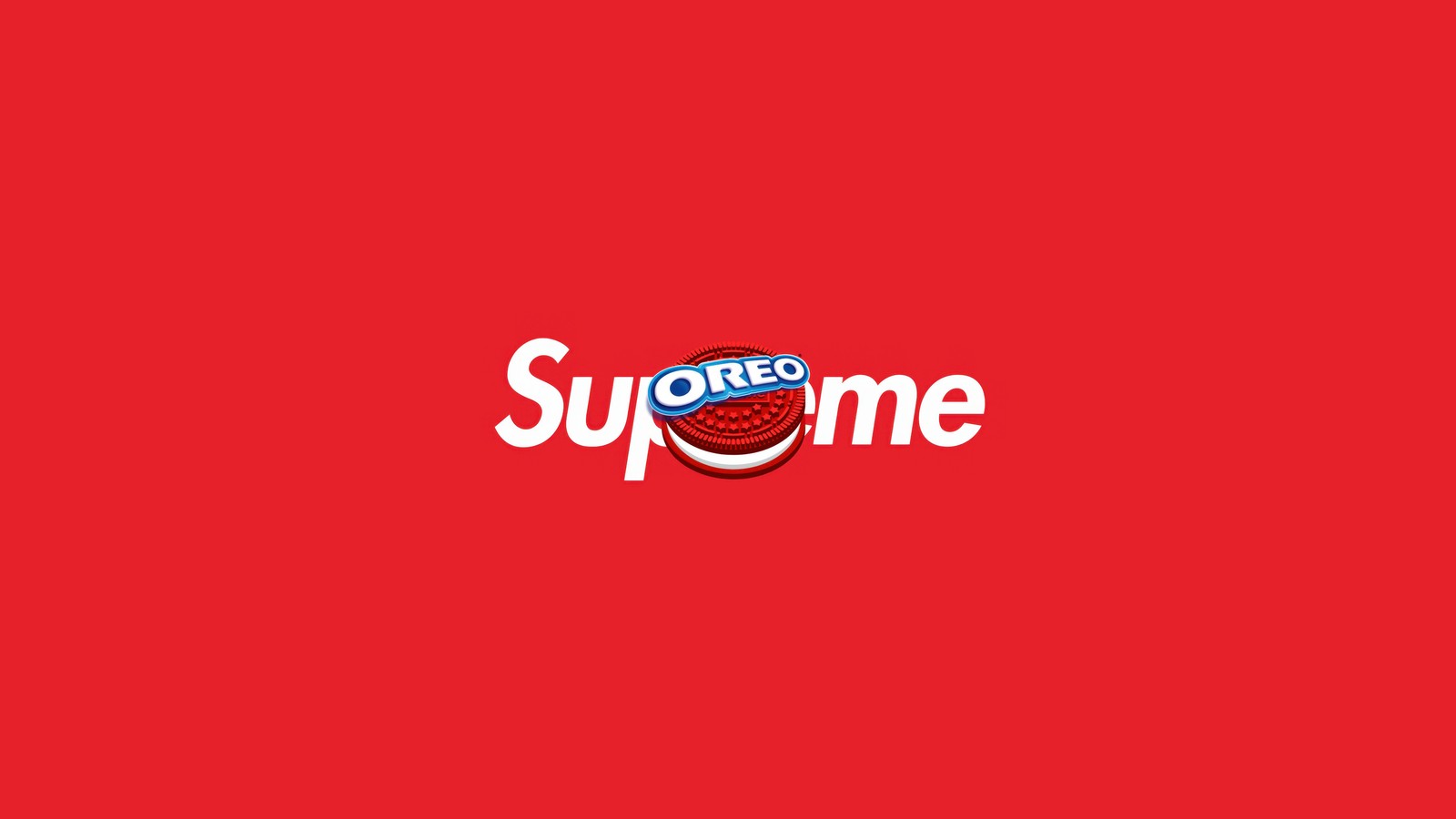 cookies, supreme, oreo, red background, simple Download Wallpaper