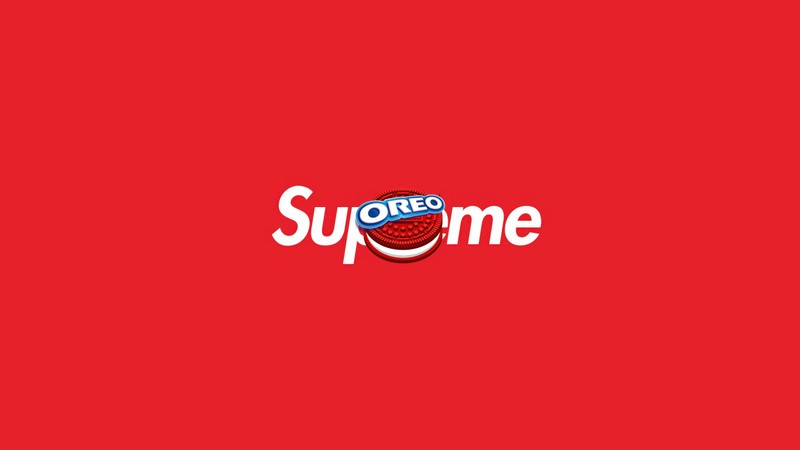 Логотип supreme на красном фоне (печенье, supreme, орео, красный фон, простой)