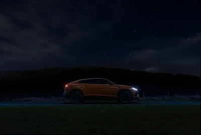 Lamborghini Urus Under a Starry Night Sky