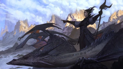 Dragon gardien majestueux dans un paysage mythique