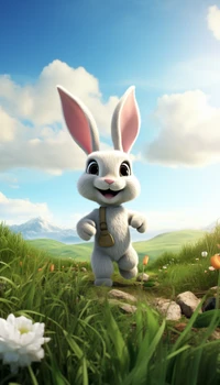 Joyful Rabbit in a Lush Summer Landscape