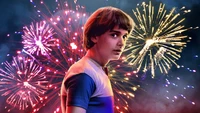 Will Byers entre fuegos artificiales coloridos en "Stranger Things