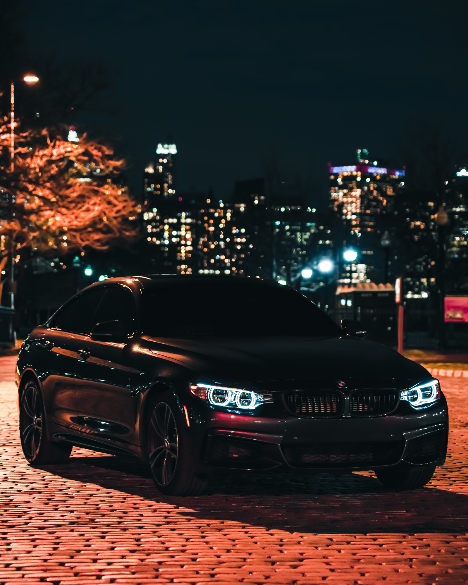 bmw m3, black edition, night, city lights, 5k wallpaper