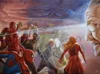 Epic Confrontation of Heroes and Legends in Mythical Mural