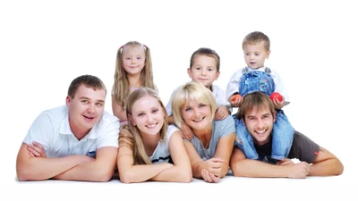 Joyful Family Moment: Siblings and Parents Together