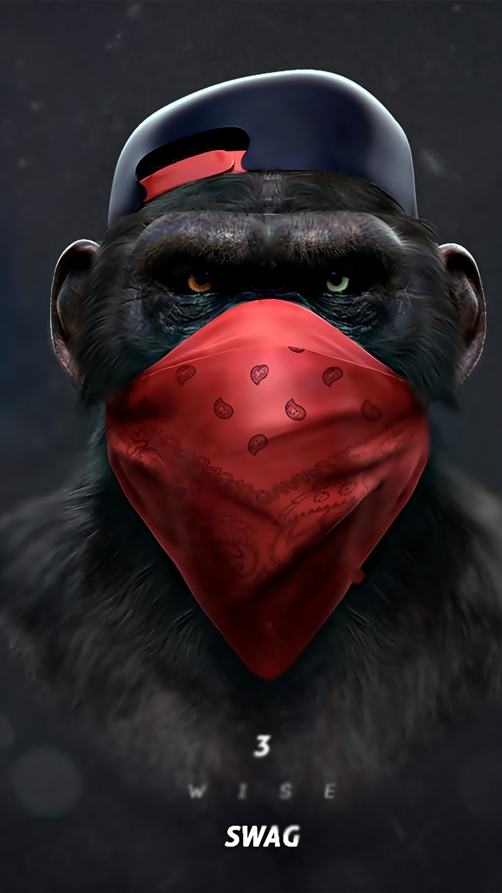 A close up of a monkey wearing a red bandana and a hat (monkey, not talk, swag)