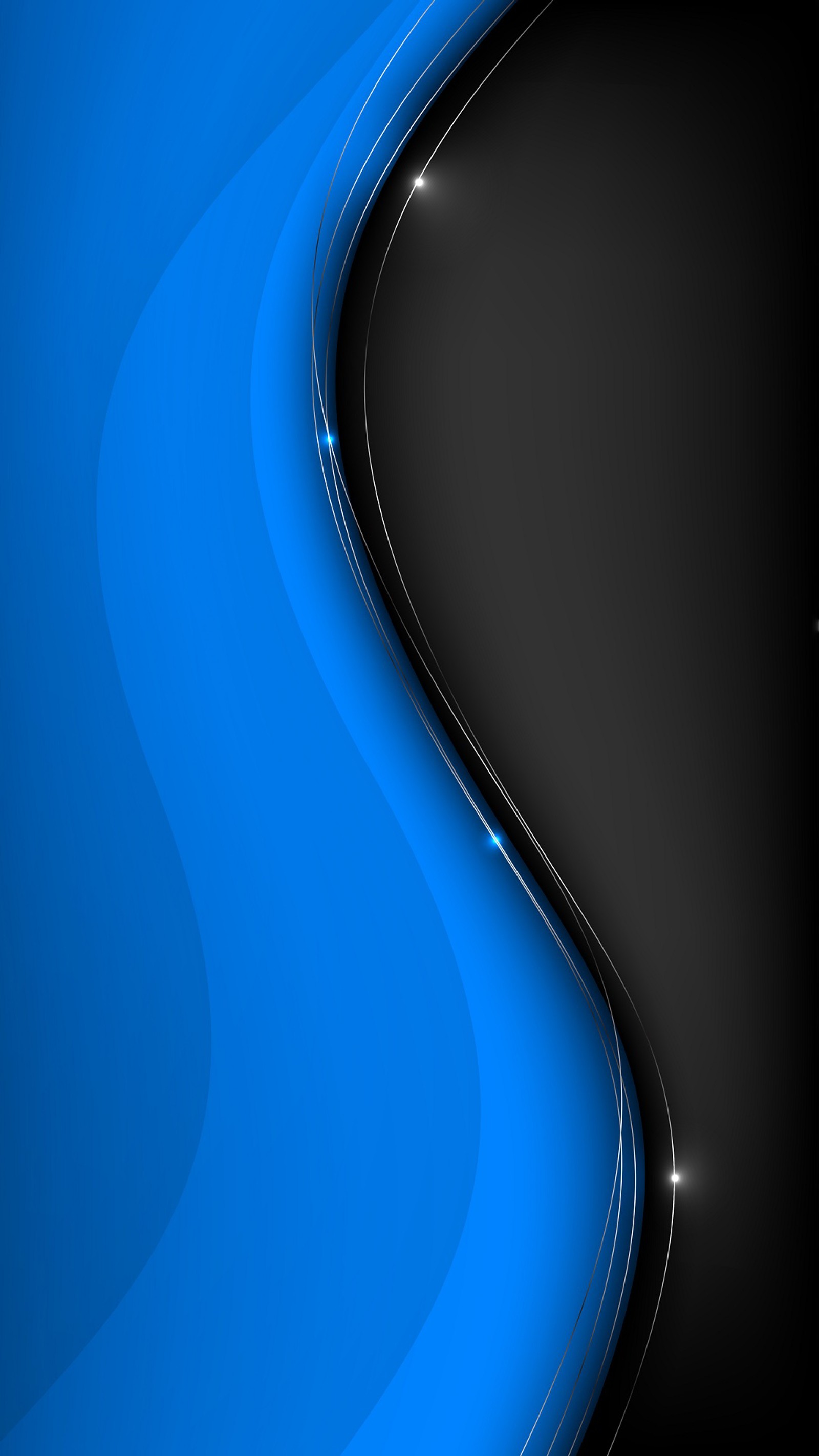 A black and blue background with a curved design (abstract, android, background, black, blue)