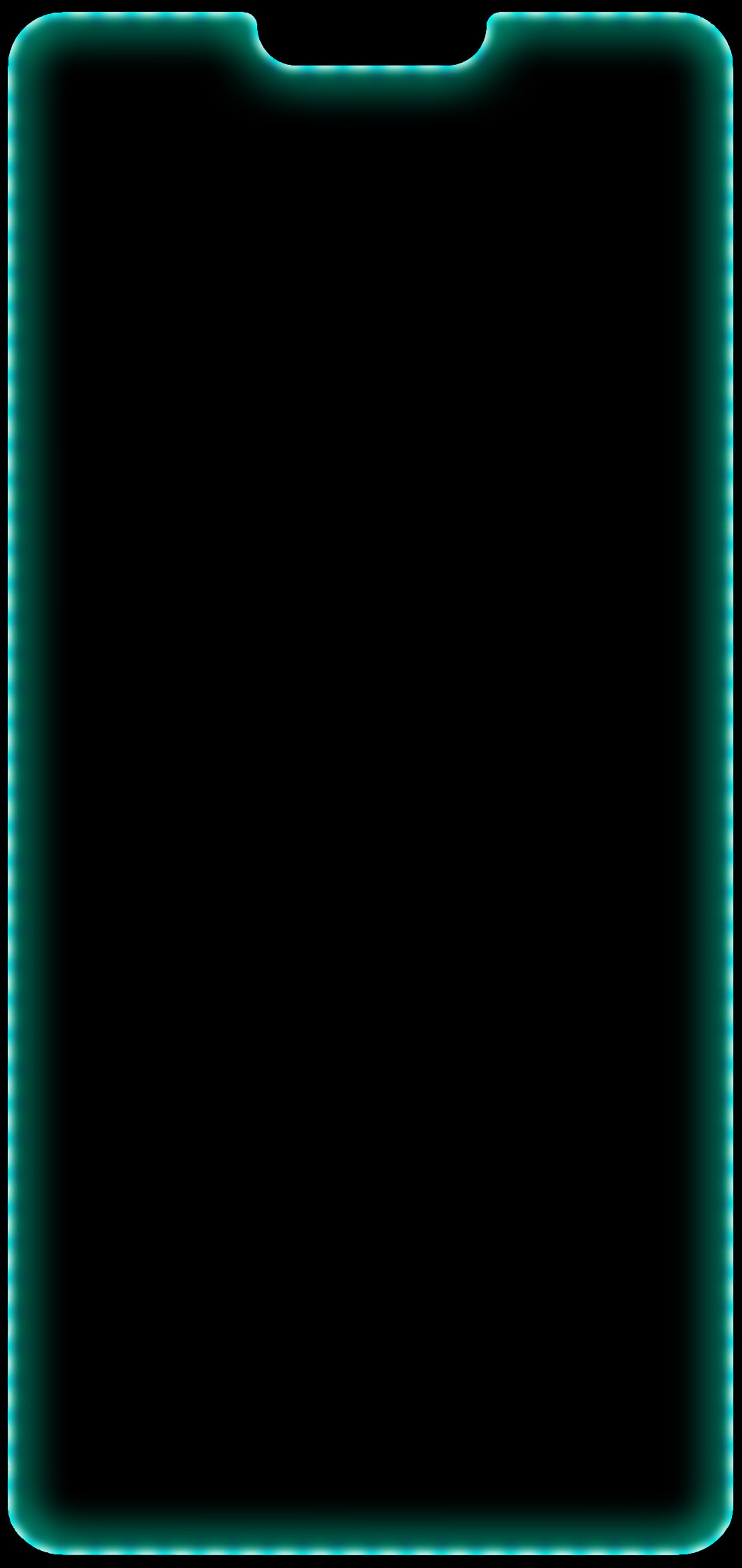 A close up of a green neon frame on a black background (edge, hd, home, light, notch)