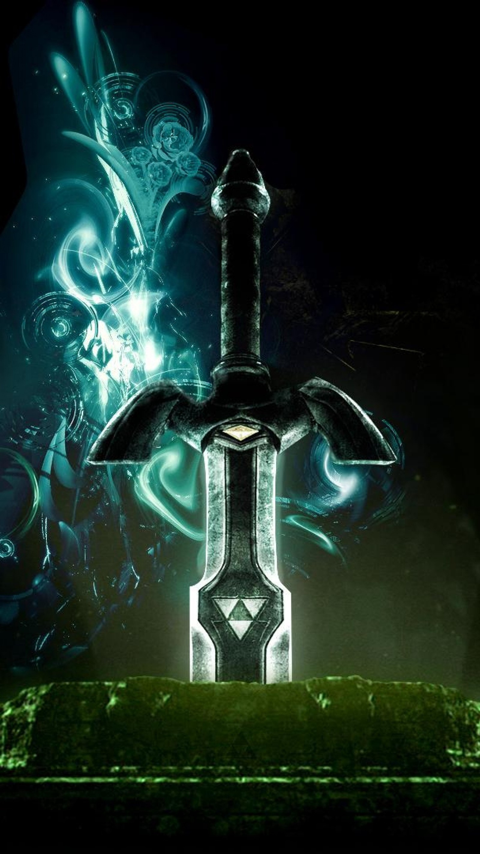 A close up of a sword with a glowing sword on it (legend of zelda, nintendo, sword, the legend of zelda)