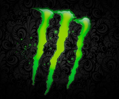 Logotipo vibrante da Monster Energy com fundo preto intrincado