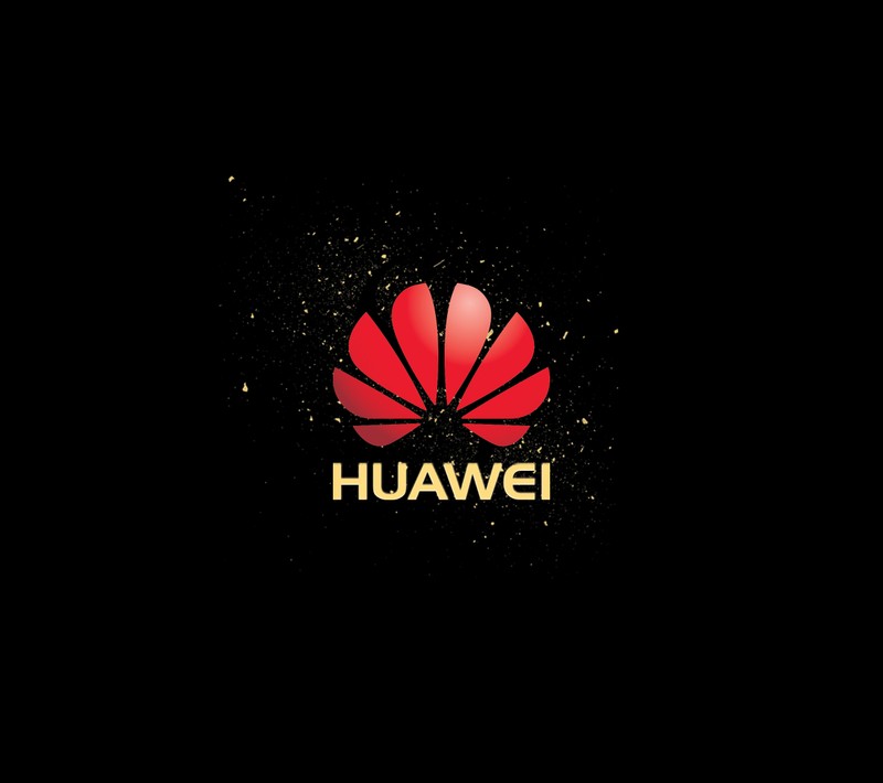 Крупный план красно-черного логотипа на черном фоне (huawei, huaweimate, huawei мобильный, huaweimobile, huawei p20)