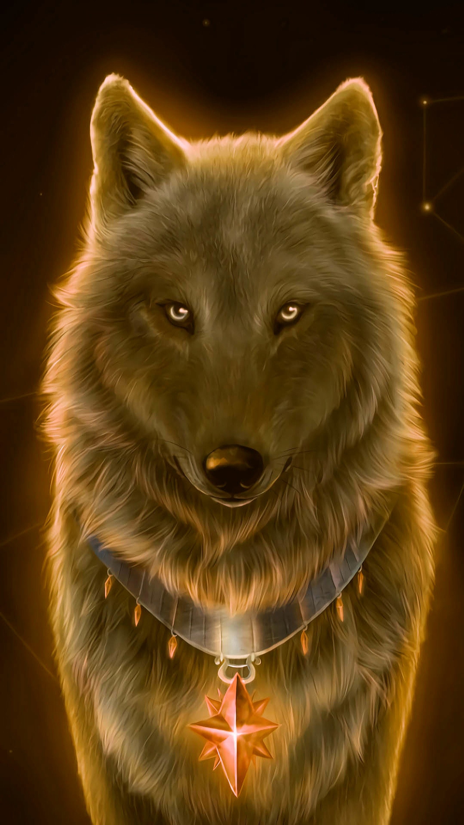 animal, fantasy, star, wild, wolf Download Wallpaper