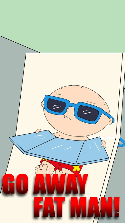 Stewie Griffin relajándose junto a la piscina con gafas de sol y una sombrilla