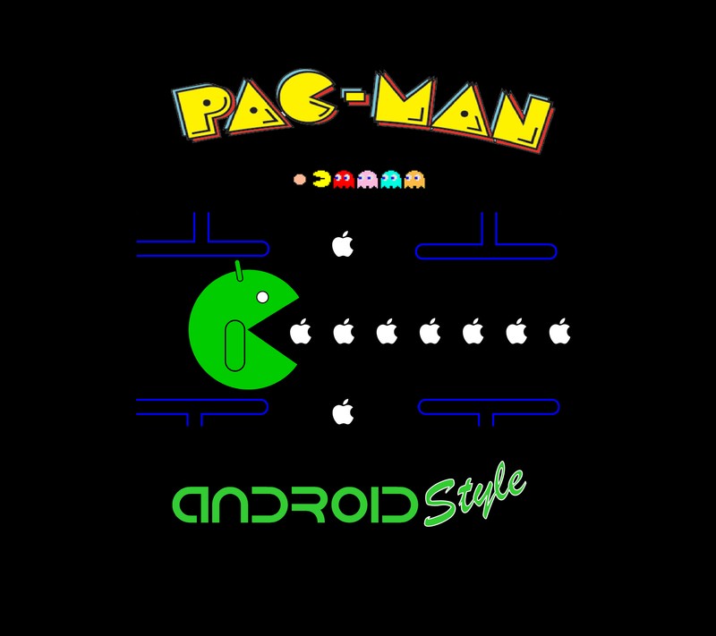 Близкий план компьютерной игры с логотипом pac man (android, пак ман, pac man, пакман, pacman)