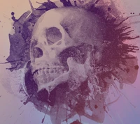 Abstract Skull Art with Vibrant Splash Effects