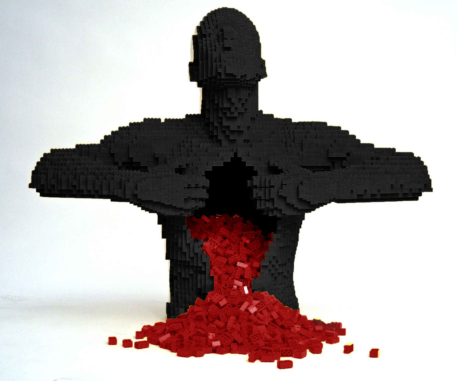 Arafed man made out of legos with a red heart (meem, rubab)