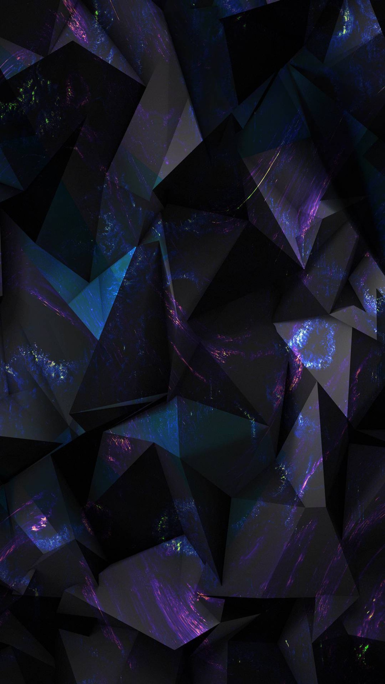 A close up of a bunch of black and purple triangles (abstract, black)