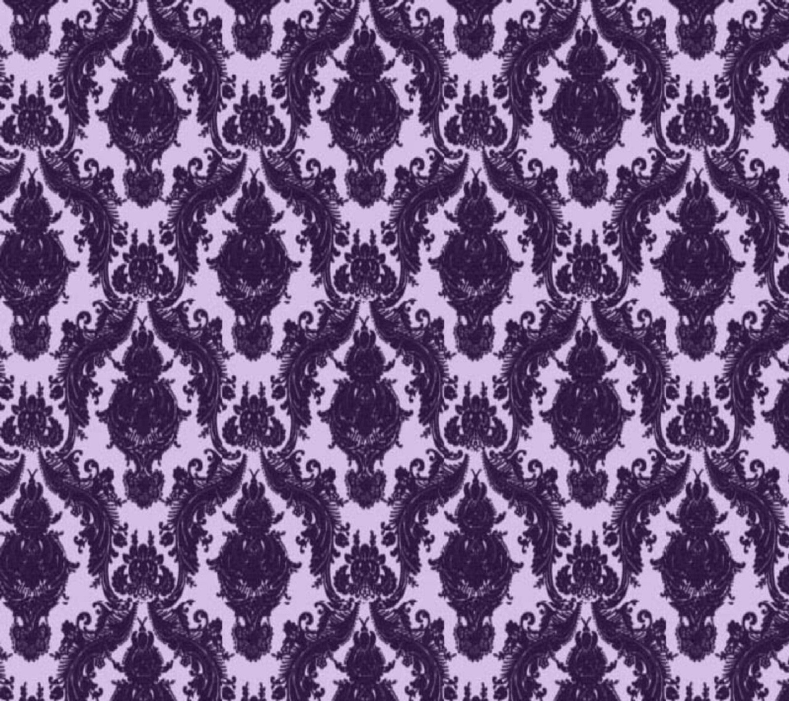 A purple and black damask pattern with a large flower on it (pattern, purple)