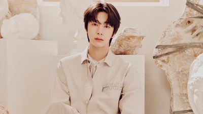 Hyungwon do Monsta X em um cenário artístico para a promoção do álbum "Fantasia X