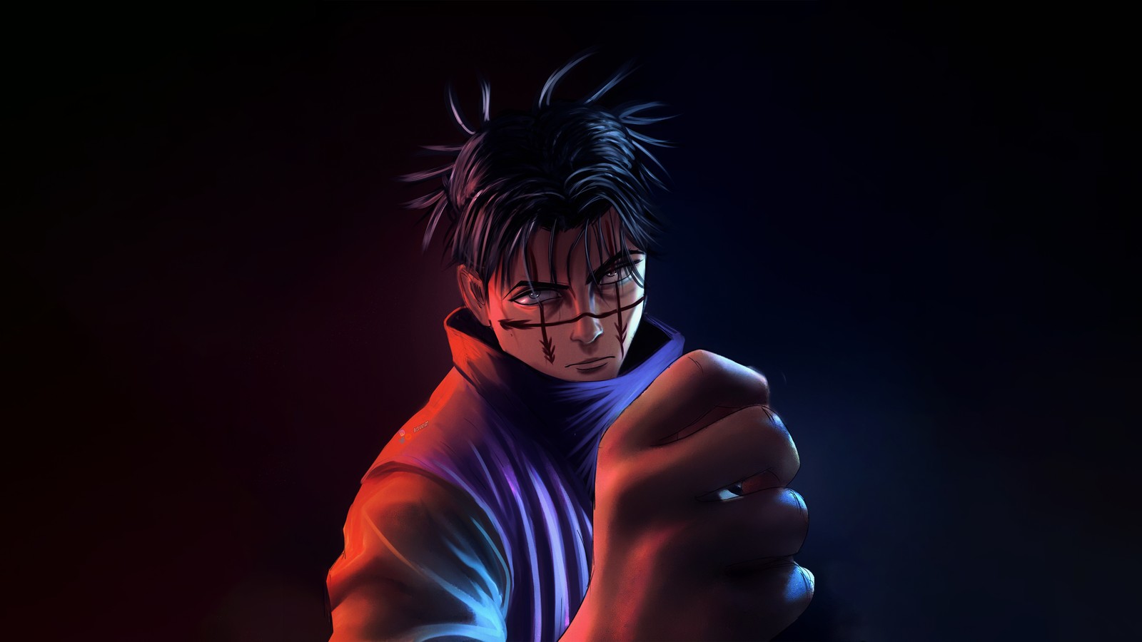 Скачать обои чосо, choso, тёмный фон, jujutsu kaisen, 5k