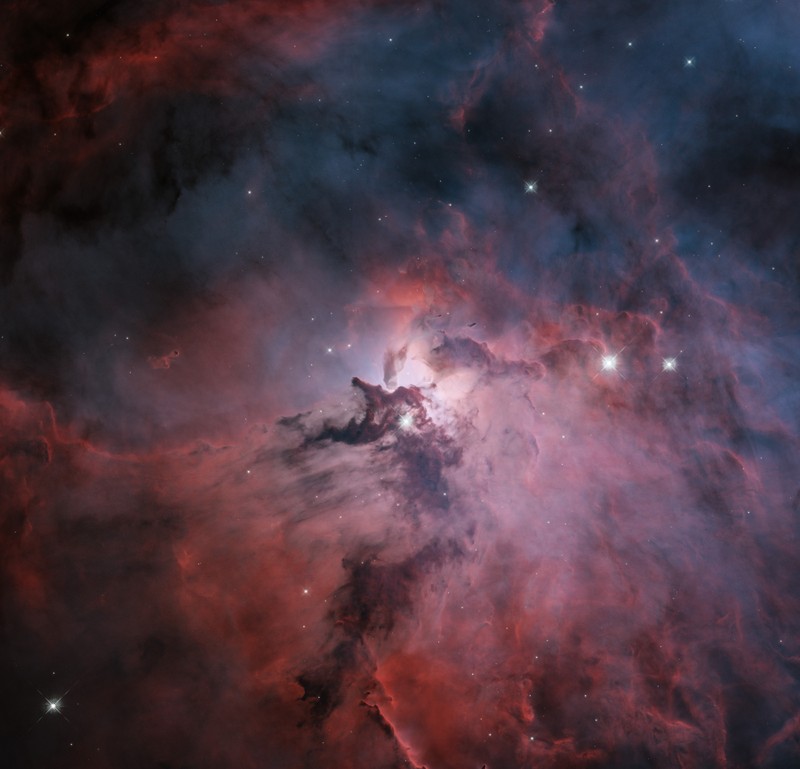 Близкий план очень большого звездного скопления в небе (lagoon nebula, межзвездное облако, созвездие, астрономический, 5k)