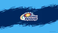 Mumbai Indians IPL 2021 Logo on Blue Brushstroke Background