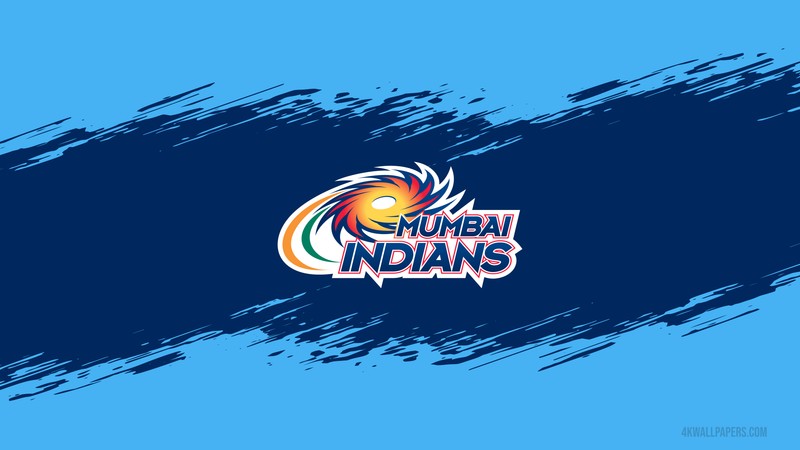 Логотип «мумбаи индийцы» на синем фоне (мумбаи индийцы, mumbai indians, индийская премьер лига, indian premier league, ipl)