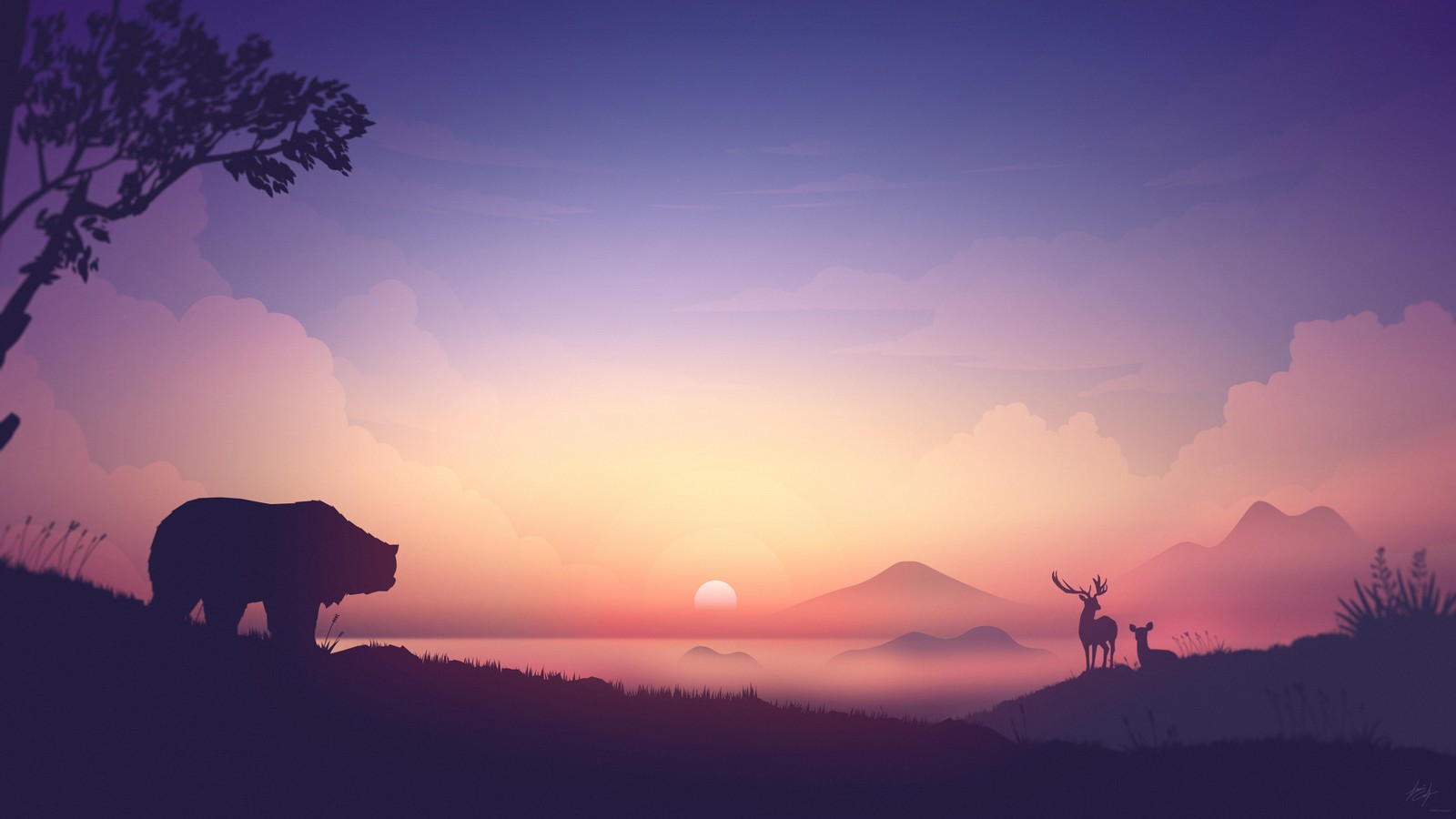 sunrise, illustration, 8k, landscape, scenery wallpaper