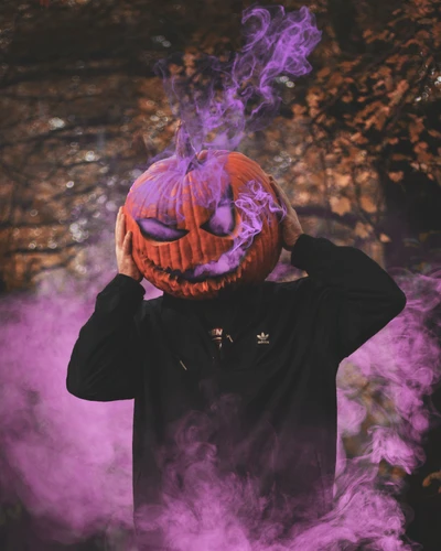 pumkin, hallowen, purple, smoke, horror