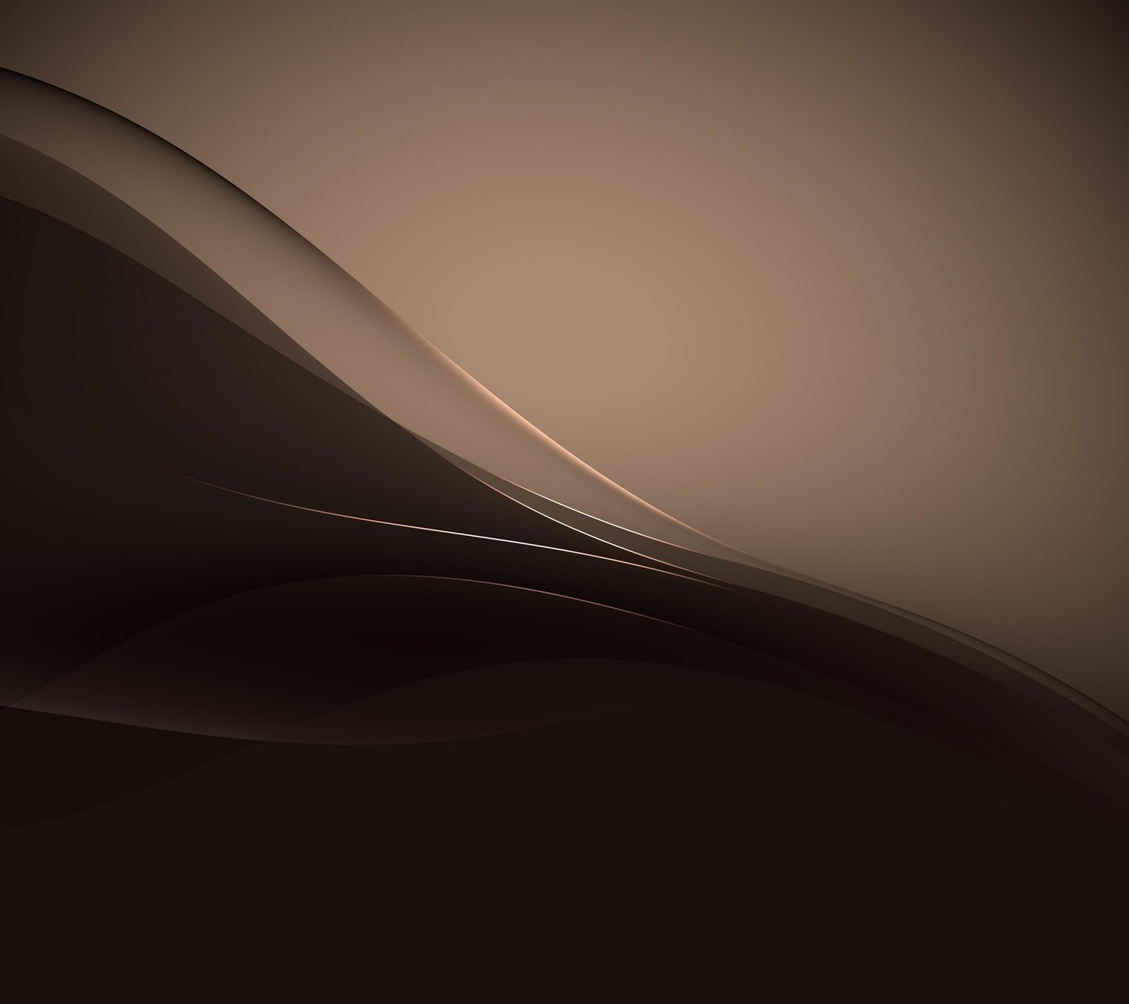 Abstract brown background with smooth lines and curves (android, copper color, official, sony, xperia)