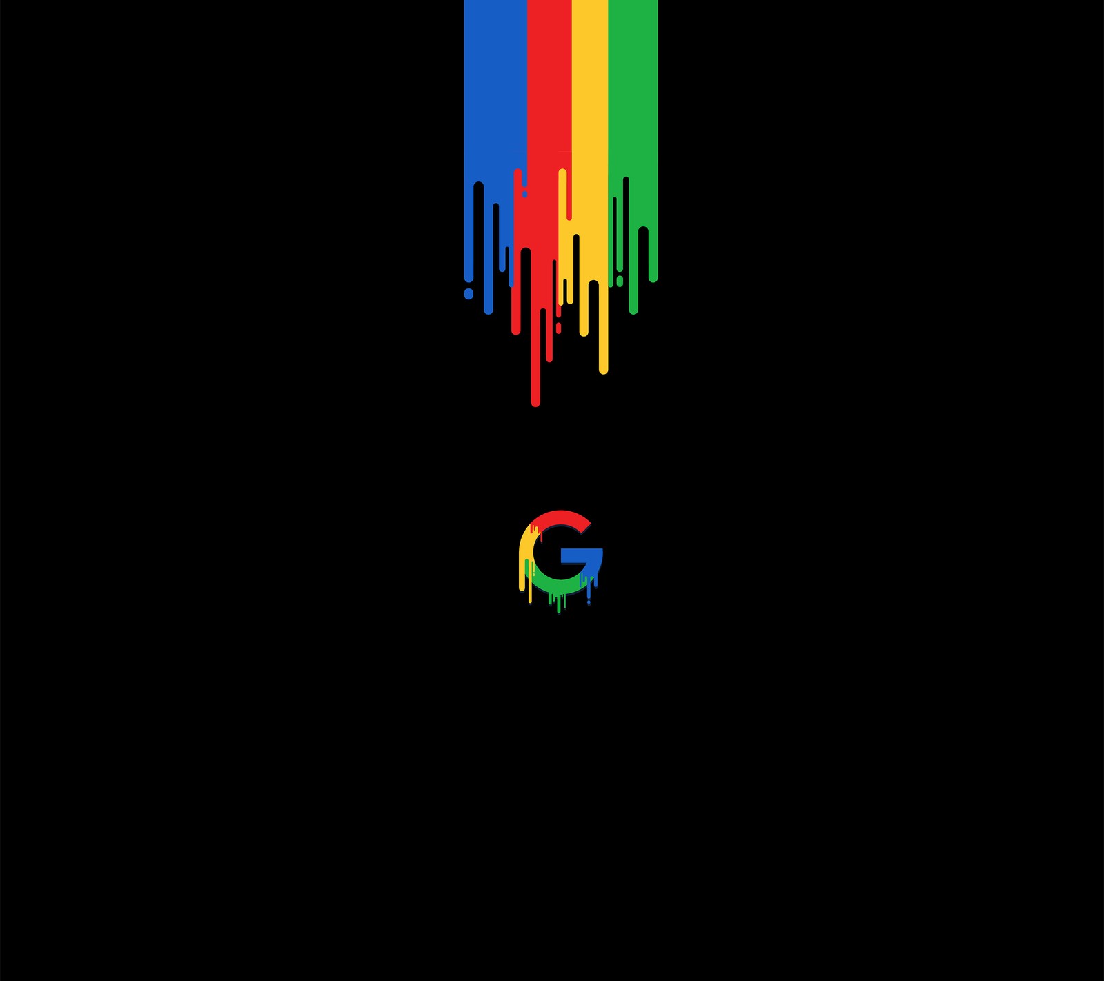 A black background with a rainbow drip of paint on it (google, nexus, nougat, pixel)