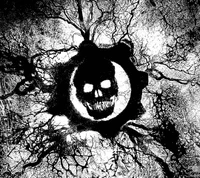 Dunkles Emblem von Gears of War in Schwarz und Weiß