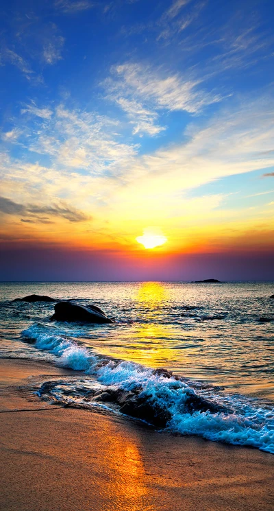 atardecer, blue, landscape, playa, sky