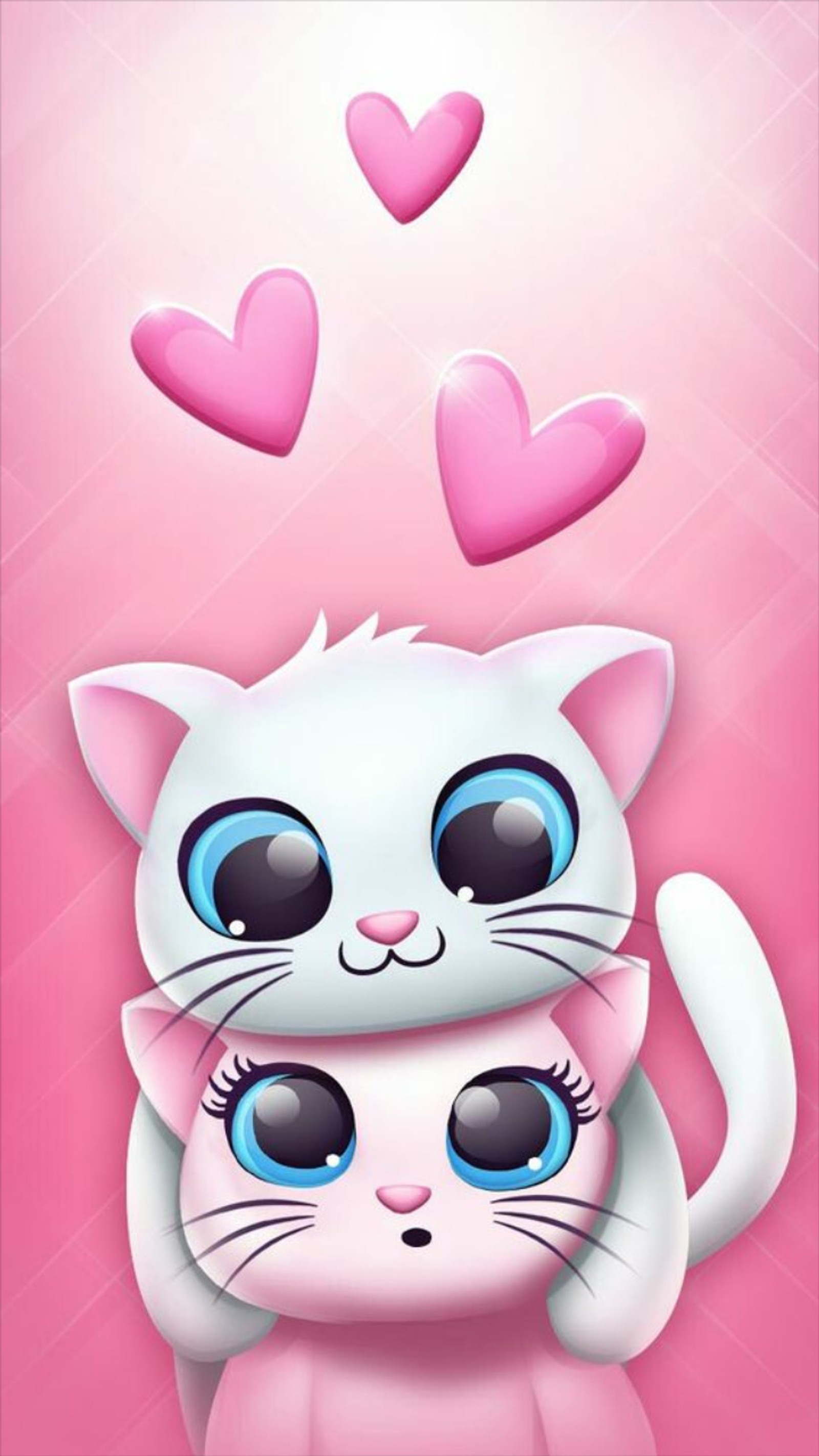 Un primer plano de un gato con corazones sobre un fondo rosa (lindo, amor, enojado, pastel)