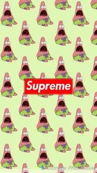 Скачать обои патрик, patrick, губка боб, spongebob, supreme