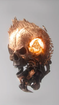 Intricate Skull with Glowing Runes: A Symbol of Norse Mythology