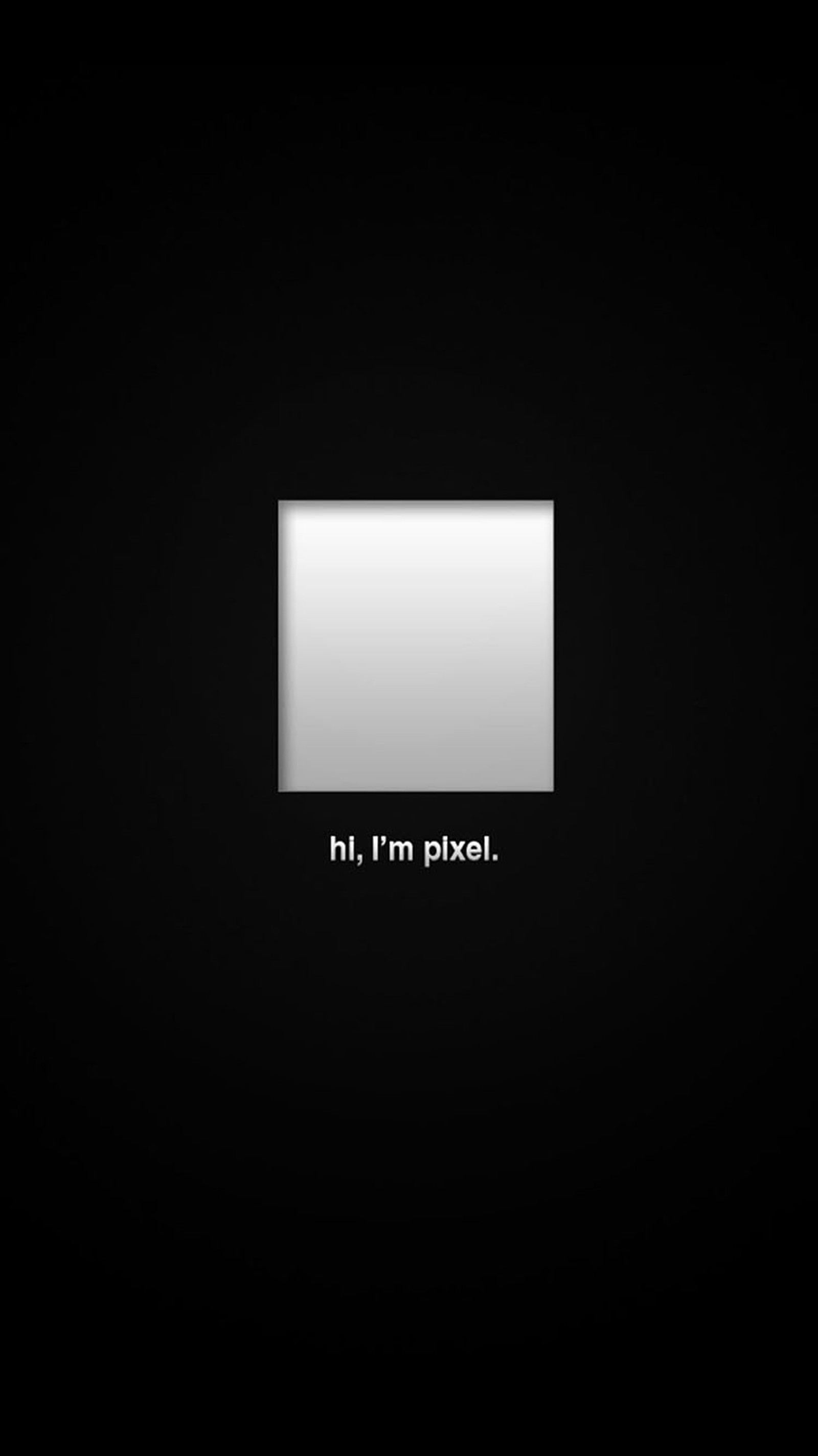 A close up of a black background with a white square (pixel, single)