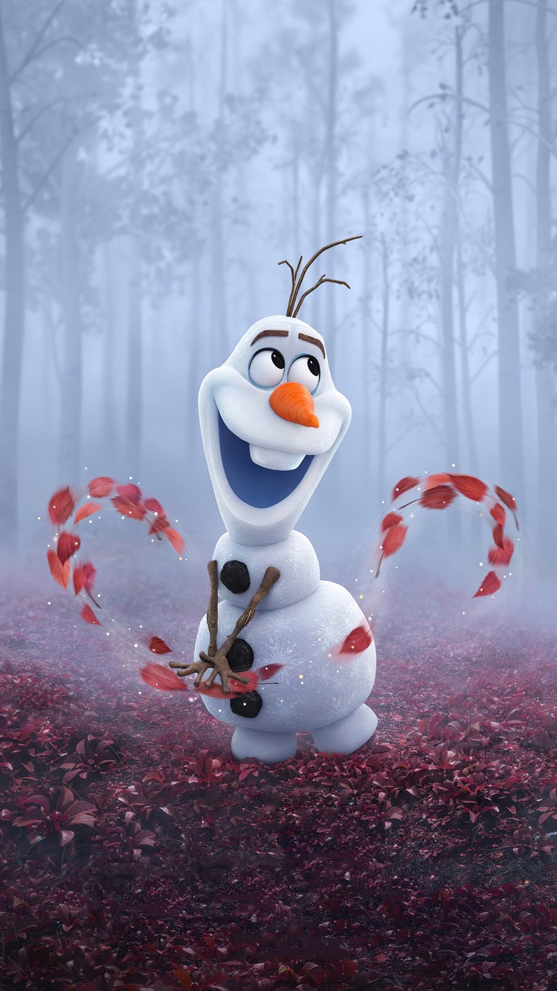 Крупный план снеговика с палкой в руке (даша, холодное сердце, frozen, olaf, снеговик)