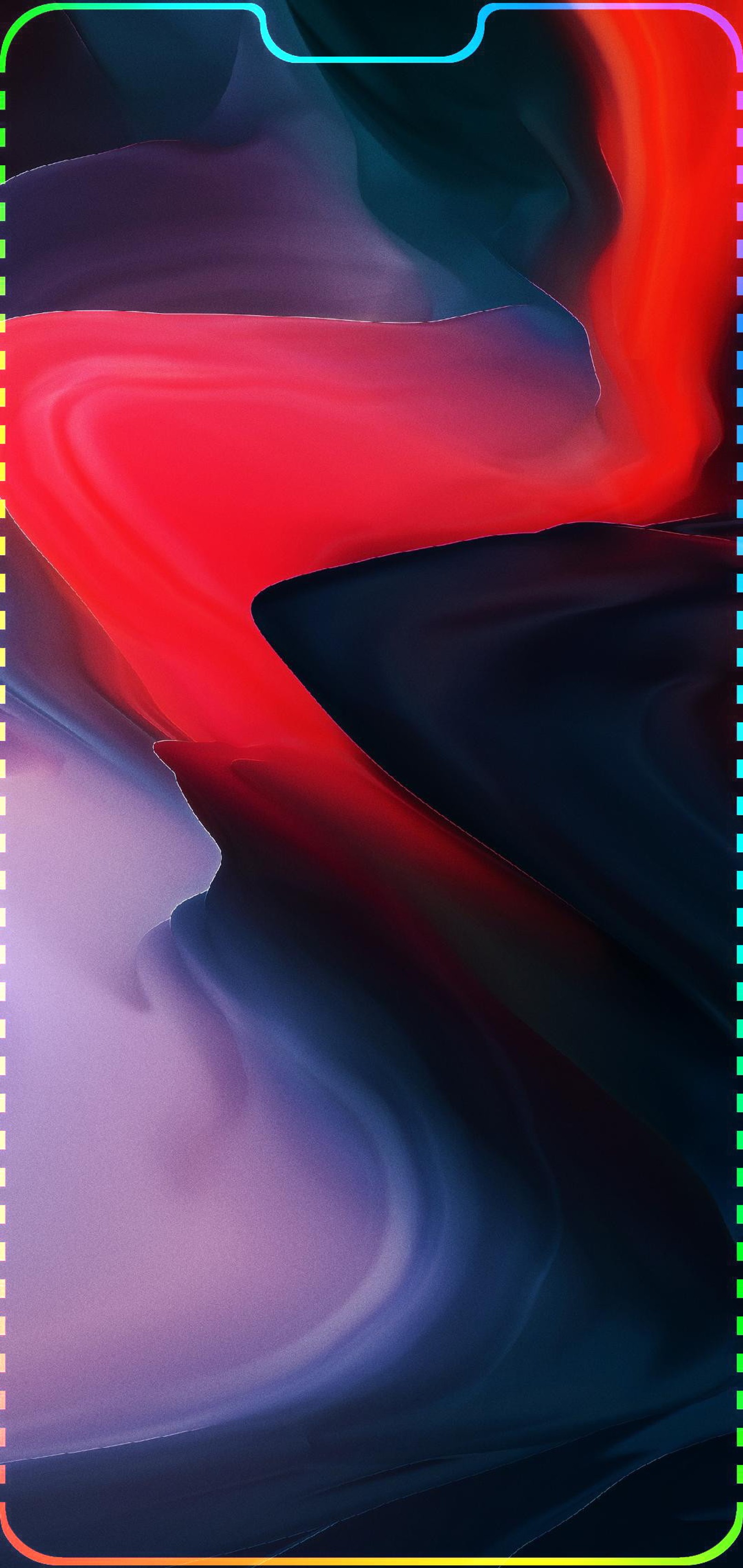 Brightly colored abstract background with a square frame for text (notch, oppo f7, vivo v9)