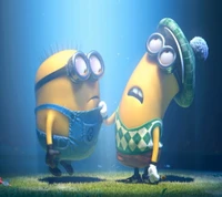 Minions explorando um mundo subaquático