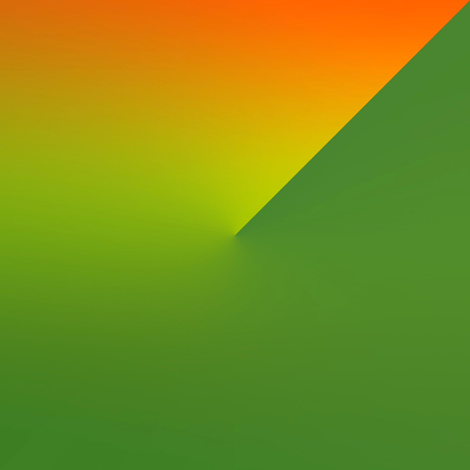 A close up of a green and orange wall with a white clock (abstract, green, orange, yellow)