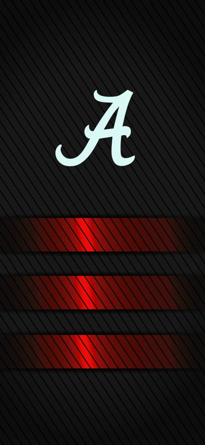 Crimson Tide-Logo auf gestreiftem schwarzen Hintergrund