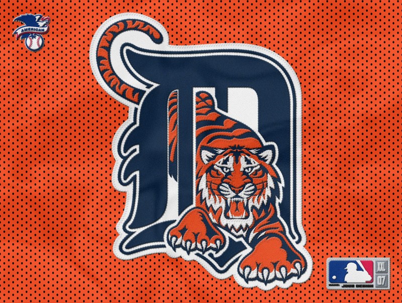 Футболка detroit tigers с головой тигра на ней. (бейсбол, тигры)