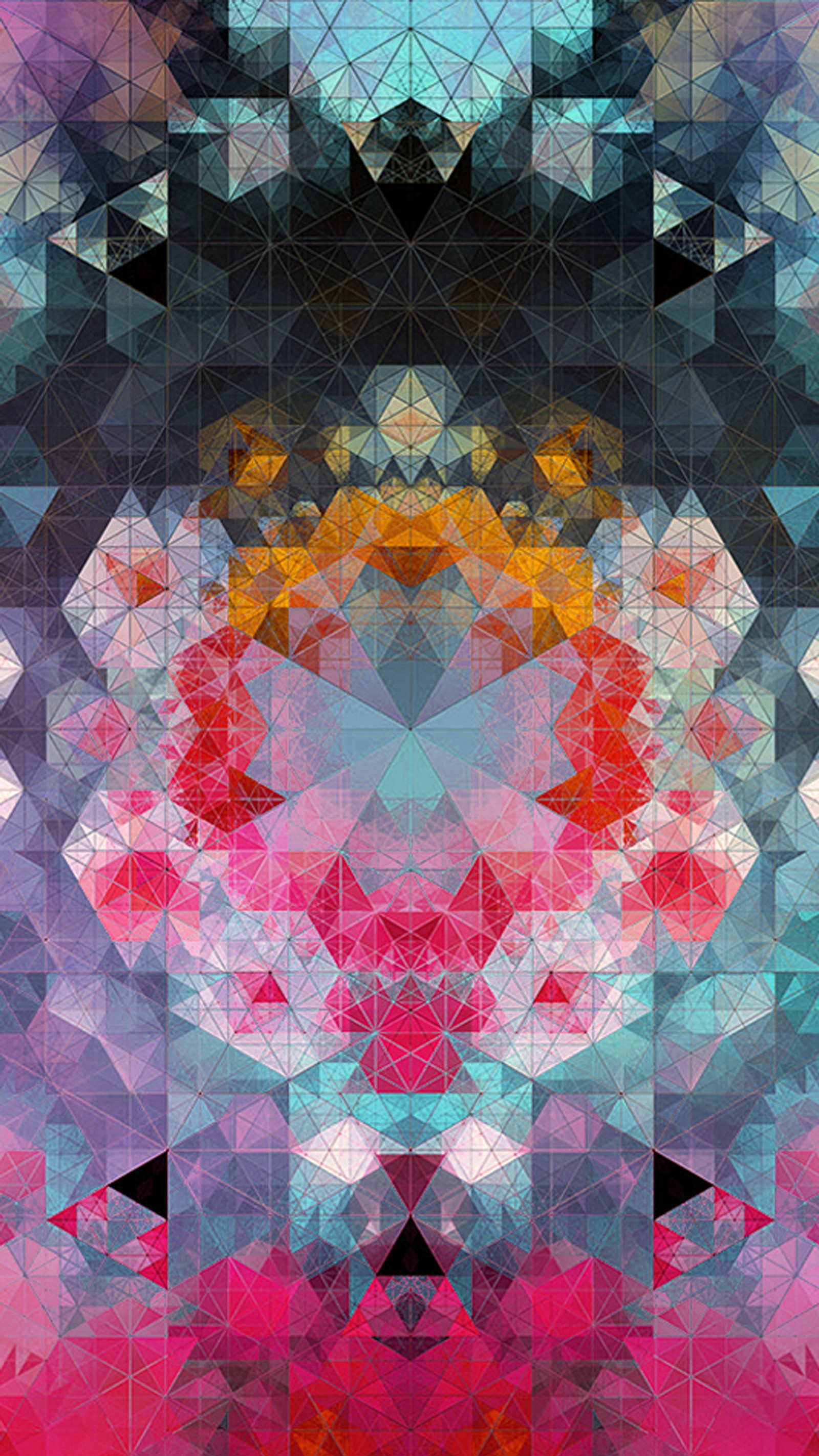 A close up of a colorful abstract design with a geometric pattern (abstract, art, triangles)