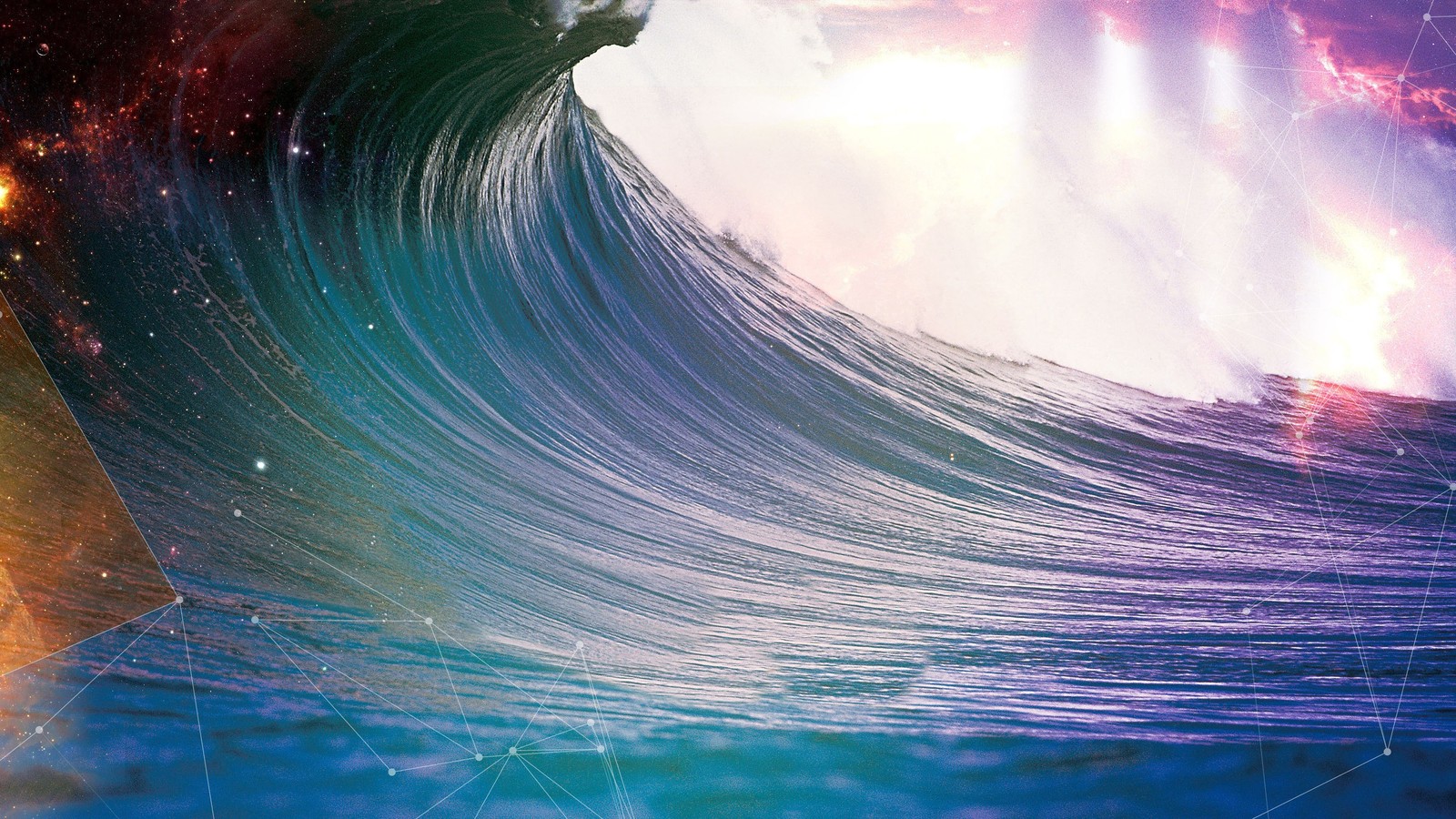 Arafed image of a man riding a wave on a surfboard (ocean, waves, abstract, scenery, nature)