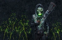 person in mask, fighter, scary, rain, blood wallpaper